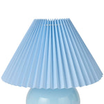Nourison 13" Light Blue Ceramic Round Lamp with Pleated Shade for Bedroom, Living Room, Console, Entryway (Pack of 1)