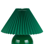 Nourison 13" Green Ceramic Round Lamp with Pleated Shade for Bedroom, Living Room, Console, Entryway