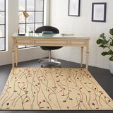 Nourison Grafix Cream 3'9" x 5'9" Area Rug, Modern, Botanical , Bed Room, Living Room, Dining Room, Kitchen, Easy Clean, Non Shedding, (4' x 6')