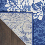 Nourison Whimsicle Damask Navy Ivory 2' x 8' Area Rug, Easy Cleaning, Non Shedding, Bed Room, Living Room, Dining Room, Kitchen (2x8)