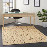 Nourison Grafix Cream 3'9" x 5'9" Area Rug, Modern, Botanical , Bed Room, Living Room, Dining Room, Kitchen, Easy Clean, Non Shedding, (4' x 6')