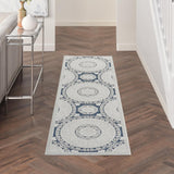 Nourison Calobra Beach Blue 2'2" x 7'6 Area-Rug, Easy-Cleaning, Non Shedding, Bed Room, Living Room, Dining Room, Kitchen (2x8)