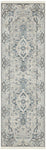 Nourison Geneva Grey/Blue 2'2" x 7'6" Area Rug, Vintage, French Country, Easy Cleaning, Non Shedding, Bed Room, Living Room, Dining Room, Kitchen, (8' x Runner)