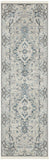 Nourison Geneva Grey/Blue 2'2" x 7'6" Area Rug, Vintage, French Country, Easy Cleaning, Non Shedding, Bed Room, Living Room, Dining Room, Kitchen, (8' x Runner)