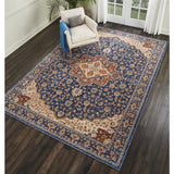 Nourison Reseda Vintage Blue 2'3'' x 7'6'' Area-Rug, Easy-Cleaning, Non Shedding, Bed Room, Living Room, Dining Room, Kitchen (2x8)