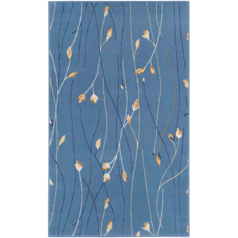 Nourison Grafix Light Blue 3' x 5' Area -Rug, Modern, Botanical , Bed Room, Living Room, Dining Room, Kitchen, Easy -Cleaning, Non Shedding (3x5)