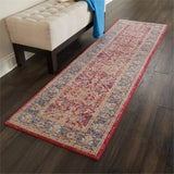 Nourison Global Vintage Traditional Red 2'4" x 8' Area Rug, Easy Clean, Non Shedding, Bed Room, Living Room, Dining Room, Kitchen (2x8)