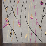 Nourison Grafix Grey 2'3" x 7'6" Area Rug, Modern, Botanical , Bed Room, Living Room, Dining Room, Kitchen, Easy Clean, Non Shedding, (8' Runner)