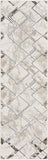 Nourison Glam Geometric Ivory/Grey 2'3" x 7'6" Area Rug, Easy Clean, Non Shedding, Bed Room, Living Room, Dining Room, Kitchen (2x8)
