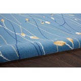 Nourison Grafix Light Blue 4' x Round Area Rug, Modern, Botanical , Bed Room, Living Room, Dining Room, Kitchen, Easy Clean, Non Shedding, (4' Round)