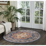 Nourison Reseda Vintage Blue 2'3'' x 7'6'' Area-Rug, Easy-Cleaning, Non Shedding, Bed Room, Living Room, Dining Room, Kitchen (2x8)