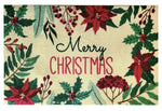 Nourison Accent Rug Merry Christmas Poinsettia Holly Berry Print, Non-Slip Backing 24 x 36 Inches
