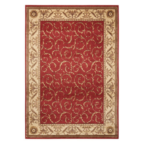 Nourison Somerset Floral Red 5'6" x Round Area -Rug, Easy -Cleaning, Non Shedding, Bed Room, Living Room, Dining Room, Kitchen (6 Round)