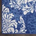 Nourison Whimsicle Damask Navy Ivory 2' x 8' Area Rug, Easy Cleaning, Non Shedding, Bed Room, Living Room, Dining Room, Kitchen (2x8)