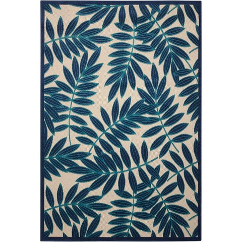 Nourison Aloha Indoor/Outdoor Navy 3'6" x 5'6" Area Rug, Easy Cleaning, Non Shedding, Bed Room, Living Room, Dining Room, Backyard, Deck, Patio (4x6)