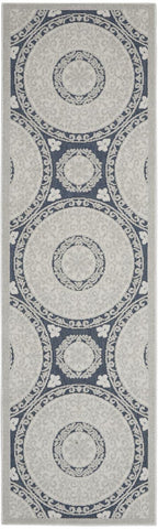 Nourison Calobra Beach Blue 2'2" x 7'6 Area-Rug, Easy-Cleaning, Non Shedding, Bed Room, Living Room, Dining Room, Kitchen (2x8)