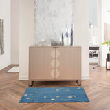 Nourison Grafix Light Blue 3'9" x 5'9" Area Rug, Modern, Botanical , Bed Room, Living Room, Dining Room, Kitchen, Easy Clean, Non Shedding, (4' x 6')