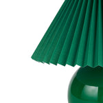 Nourison 13" Green Ceramic Round Lamp with Pleated Shade for Bedroom, Living Room, Console, Entryway