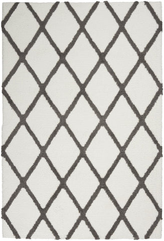Nourison Feather Soft Trellis Ivory Charcoal 5'3' x 7'3' Area -Rug, Easy -Cleaning, Non Shedding, Bed Room, Living Room, Dining Room, Kitchen (5x7)