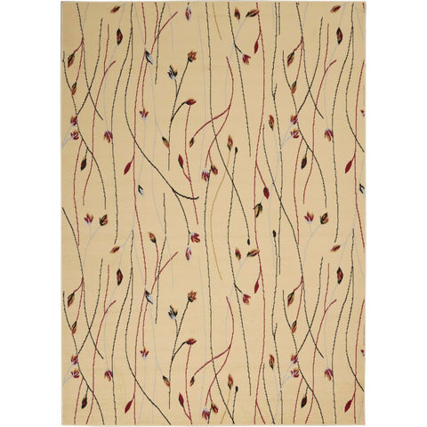 Nourison Grafix Cream 3'9" x 5'9" Area Rug, Modern, Botanical , Bed Room, Living Room, Dining Room, Kitchen, Easy Clean, Non Shedding, (4' x 6')