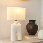 Nourison 17" Off-White Speckled Ceramic Table Lamp for Bedroom, Living Room, Console, Entryway