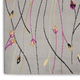Nourison Grafix Grey 2'3" x 7'6" Area Rug, Modern, Botanical , Bed Room, Living Room, Dining Room, Kitchen, Easy Clean, Non Shedding, (8' Runner)