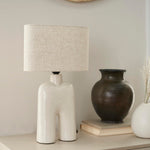 Nourison 17" Off-White Speckled Ceramic Table Lamp for Bedroom, Living Room, Console, Entryway