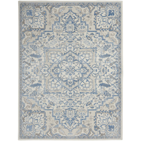 Nourison Elation 5'3" x 7'3" Polyester Bohemian Indoor Rug in Ivory Blue