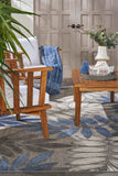 Nourison Aloha Indoor/Outdoor Grey/Blue 9'6" x 13' Area Rug, Easy Cleaning, Non Shedding, Bed Room, Living Room, Dining Room, Backyard, Deck, Patio (10x13)