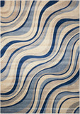 Nourison Somerset Striped Ivory/Blue 7'9" x 10'10" Area -Rug, Easy -Cleaning, Non Shedding, Bed Room, Living Room, Dining Room, Kitchen (8x11)