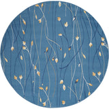 Nourison Grafix Light Blue 4' x Round Area Rug, Modern, Botanical , Bed Room, Living Room, Dining Room, Kitchen, Easy Clean, Non Shedding, (4' Round)