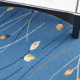 Nourison Grafix Light Blue 4' x Round Area Rug, Modern, Botanical , Bed Room, Living Room, Dining Room, Kitchen, Easy Clean, Non Shedding, (4' Round)