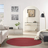 Nourison Essentials Solid Contemporary Brick Red 6' Round Area Rug , 6' X 6'Round