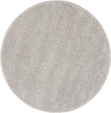 Nourison Malibu Shag Solid Silver Grey 4' x ROUND Area Rug, Easy -Cleaning, Non Shedding, Bed Room, Living Room, Dining Room, Kitchen (4 Round)