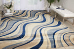 Nourison Somerset Striped Ivory/Blue 7'9" x 10'10" Area -Rug, Easy -Cleaning, Non Shedding, Bed Room, Living Room, Dining Room, Kitchen (8x11)