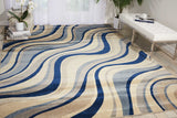 Nourison Somerset Striped Ivory/Blue 7'9" x 10'10" Area -Rug, Easy -Cleaning, Non Shedding, Bed Room, Living Room, Dining Room, Kitchen (8x11)
