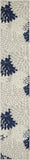 Nourison Aloha Indoor/Outdoor Floral Ivory/Navy 2'3" x 10' Area Rug, (10' Runner)