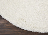 Nourison Malibu Shag Solid Ivory 4' x ROUND Area Rug, Easy -Cleaning, Non Shedding, Bed Room, Living Room, Dining Room, Kitchen (4 Round)