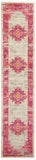 Nourison Passion Ivory/Fuchsia 2'2'' x 7'6'' Area-Rug, Boho, Traditional, Easy-Cleaning, Non Shedding, Bed Room, Living Room, Hallway, (8' Runner)