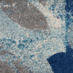 Nourison Tranquil Floral Navy/Light Blue 5'3" x Round Area -Rug, Easy -Cleaning, Non Shedding, Bed Room, Living Room, Dining Room, Kitchen (5 Round)