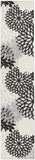 Nourison Aloha Indoor/Outdoor Black White 2'3" x 10' Area Rug, Tropical, Botanical, Easy Cleaning, Non Shedding, Bed Room, Living Room, Dining Room, Deck, Backyard, Patio (2x10)