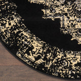 Nourison Grafix Traditional Black 5'3" x Round Area Rug, Easy Clean, Non Shedding, Bed Room, Living Room, Dining Room, Kitchen (5 Round)
