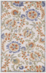 Nourison Aloha Indoor/Outdoor Ivory Blue 2'8" x 4' Area Rug, Easy Cleaning, Non Shedding, Bed Room, Living Room, Dining Room, Backyard, Deck, Patio (3x4)