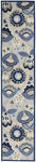 Nourison Aloha Indoor/Outdoor Blue/Grey 2'3" x 12' Area Rug, Floral, Contemporary, Easy-Cleaning, Non-Shedding, Bed Room, Living Room, Deck, Backyard, (12' x Runner)