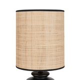 Nourison 22" Black Ceramic and Straw Tiered Table Lamp for Bedroom, Living Room, Console, Entryway