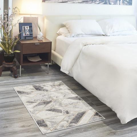 Nourison Elation Abstract Ivory/Grey 2' x 3' Area -Rug, Easy -Cleaning, Non Shedding, Bed Room, Living Room, Dining Room, Kitchen (2x3)