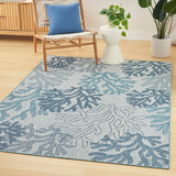 Nourison Garden Oasis Indoor/Outdoor Blue 5' x 7' Area Rug, Easy Cleaning, Non-Shedding, Bed Room, Living Room, Dining Room, Backyard, Deck, Patio (5x7)