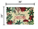 Nourison Accent Rug Merry Christmas Poinsettia Holly Berry Print, Non-Slip Backing 24 x 36 Inches
