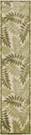 Nourison Aloha Indoor-Outdoor Ivory Green 2'3" x 8' Area Rug, Easy Cleaning, Non Shedding, Bed Room, Living Room, Dining Room, Backyard, Patio, Deck (2x8)