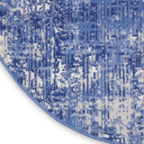 Nourison Whimsicle Abstract Blue Ivory 5' x round Area -Rug, Easy -Cleaning, Non Shedding, Bed Room, Living Room, Dining Room, Kitchen (5 Round)